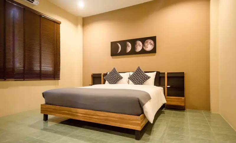 Bedroom with wall art